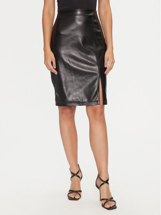Guess Spódnica z imitacji skóry W4BD91 WGIK0 Czarny Slim Fit