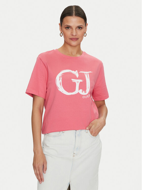 Guess T-Shirt Sara V4YI01 K8FQ4 Różowy Regular Fit