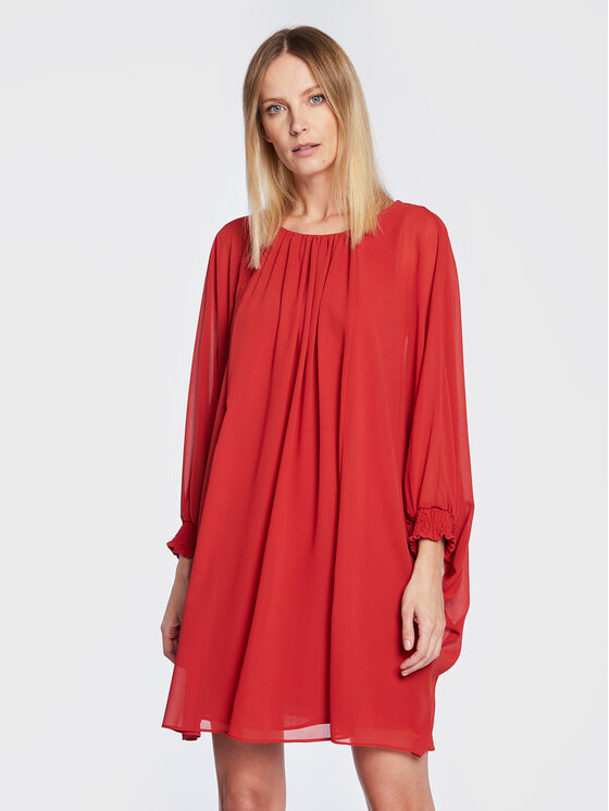 NAF NAF Sukienka koktajlowa Ktoday THNR35 Czerwony Relaxed Fit