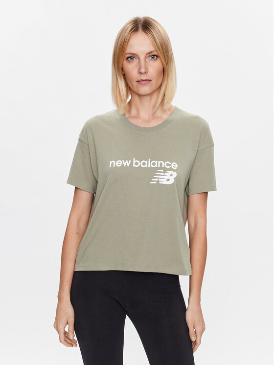 New Balance T-Shirt Stacked WT03805 Zielony Relaxed Fit