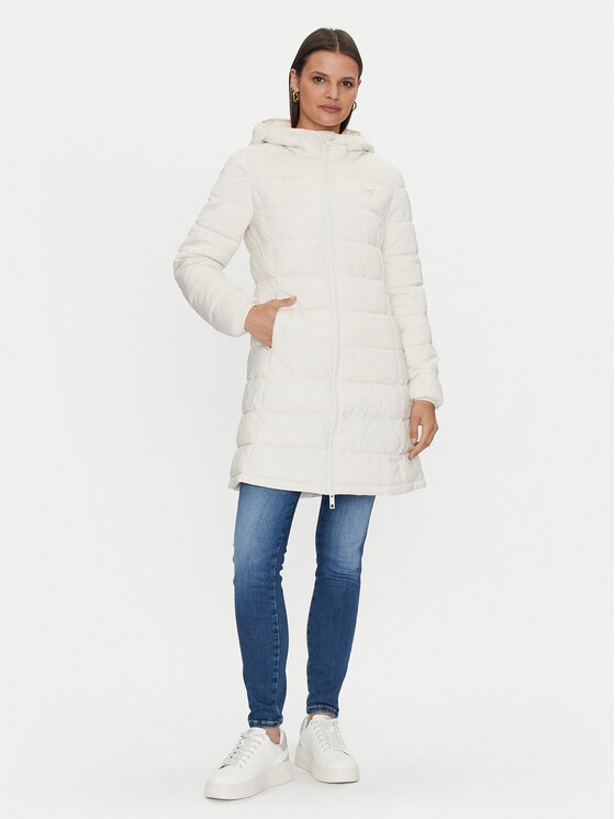 Guess Kurtka puchowa New Aleta V4YL05 WF3X0 Biały Long Fit