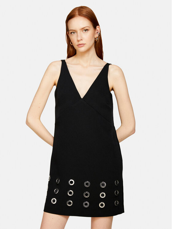 Sisley Sukienka codzienna 4FZXLV05H Czarny Regular Fit