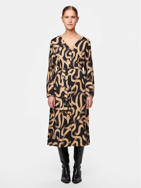 Pieces Sukienka koszulowa Merita 17147634 Beżowy Regular Fit