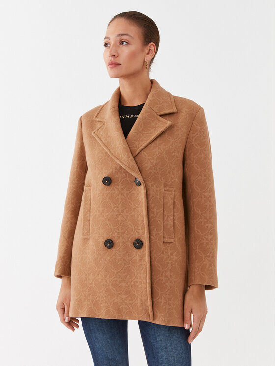 Pinko Płaszcz wełniany 101875 Y82W Brązowy Regular Fit