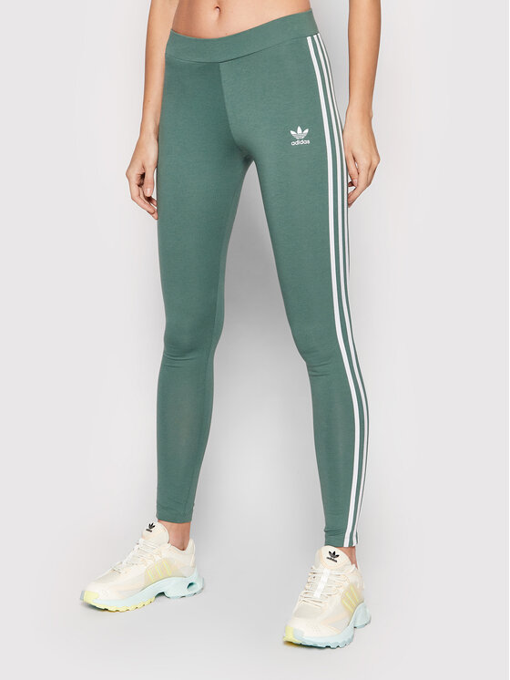 adidas Legginsy 3 Stripes HE0405 Zielony Slim Fit