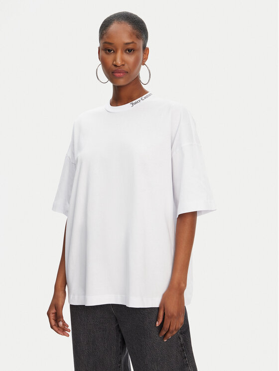 Juicy Couture T-Shirt Boyfriend JCTES09 Biały Relaxed Fit