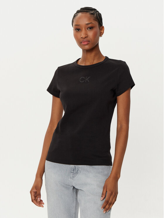 Calvin Klein T-Shirt Satin K20K207974 Czarny Regular Fit