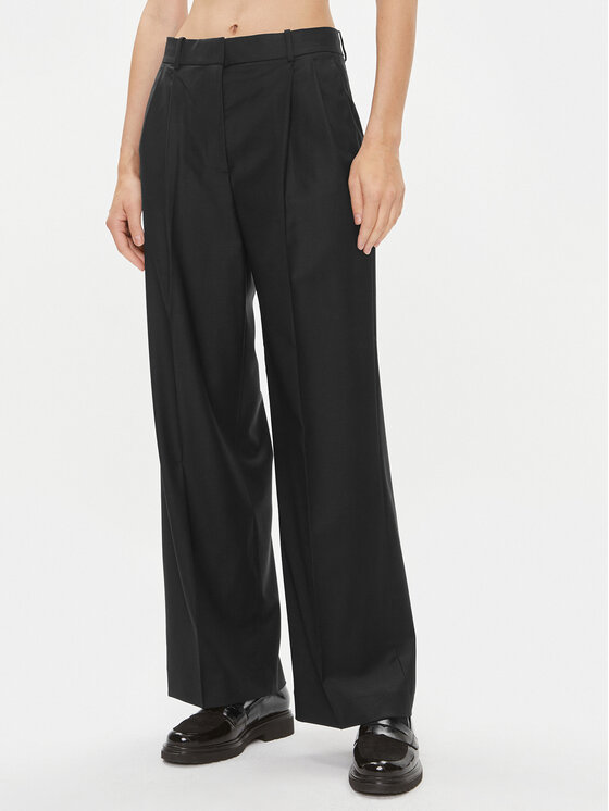 Tommy Hilfiger Spodnie materiałowe WW0WW39707 Czarny Wide Leg
