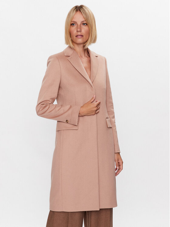Calvin Klein Płaszcz wełniany K20K205670 Beżowy Regular Fit