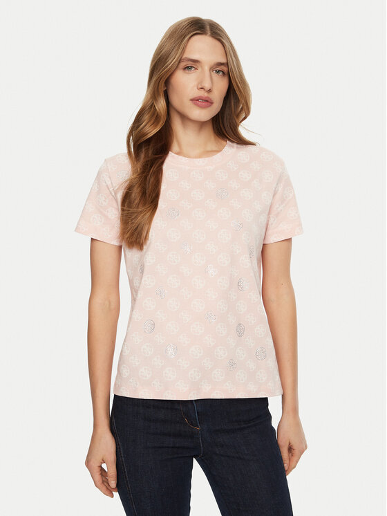 Guess T-Shirt V4YI04 I3Z14 Różowy Regular Fit