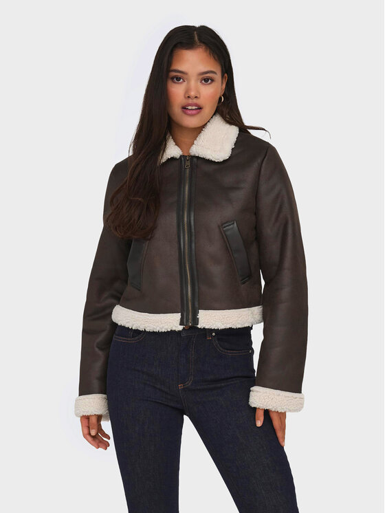 ONLY Kurtka z imitacji skóry Betty 15324138 Brązowy Regular Fit