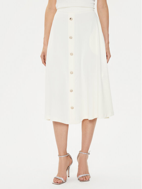Rinascimento Spódnica midi CFC0118363003 Écru Regular Fit