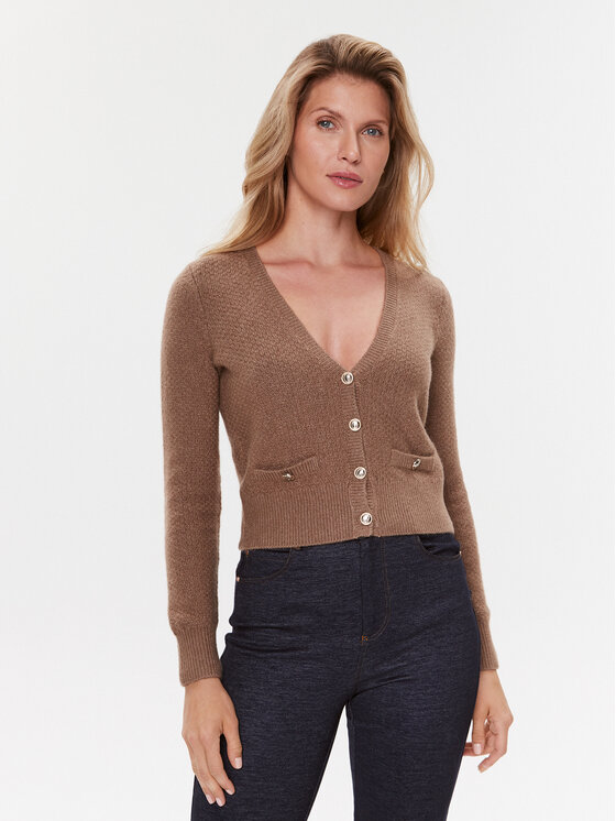 Guess Kardigan W3BR15 Z2QA0 Brązowy Regular Fit