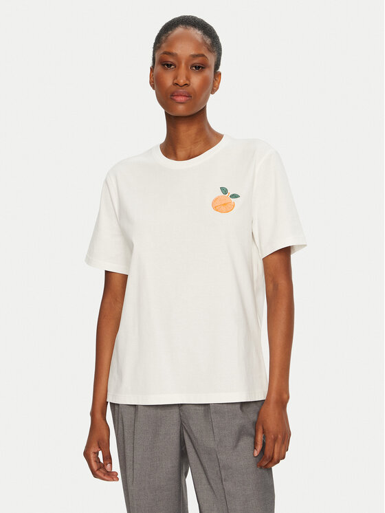 Vila T-Shirt Sybil 14097443 Biały Regular Fit