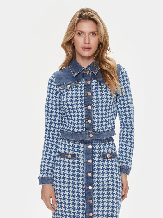 Guess Kurtka jeansowa Tweed W4RN55 D59L1 Niebieski Regular Fit
