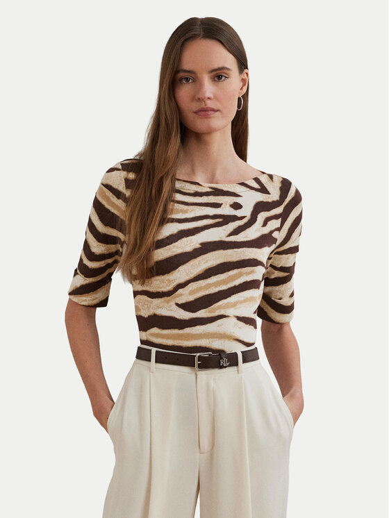 LAUREN RALPH LAUREN Bluzka 200971095001 Beżowy Slim Fit