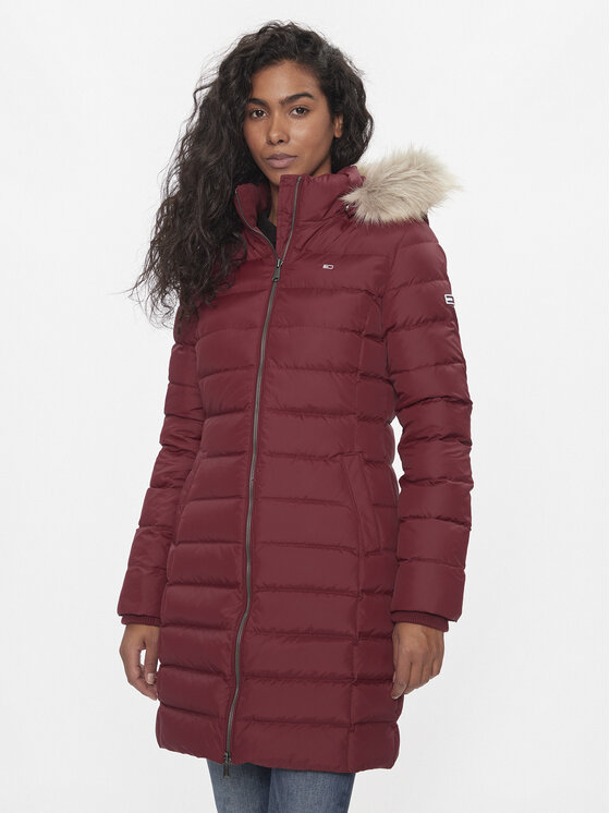 Tommy Jeans Kurtka puchowa Essential DW0DW09060 Bordowy Slim Fit