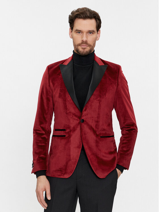 KARL LAGERFELD Marynarka 155270 541009 Czerwony Slim Fit