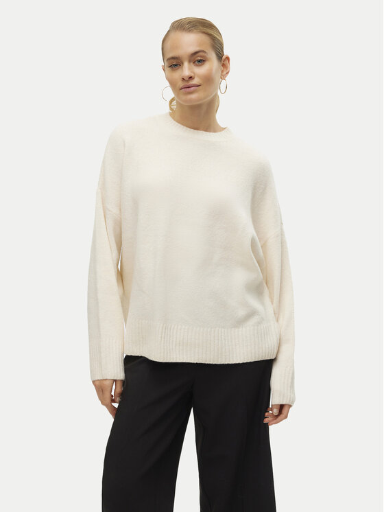 Vero Moda Sweter Boom 10320463 Écru Loose Fit