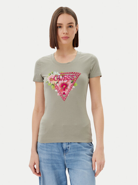 Guess T-Shirt W5GI10 J1314 Zielony Slim Fit