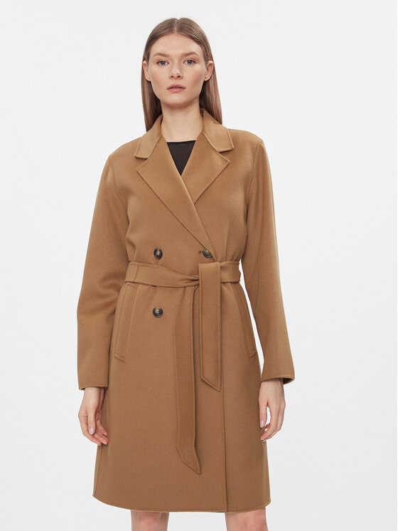 Weekend Max Mara Płaszcz wełniany Flirt 2415011011 Brązowy Regular Fit
