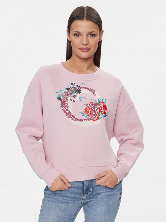 Guess Bluza W4RQ11 K9Z21 Różowy Regular Fit