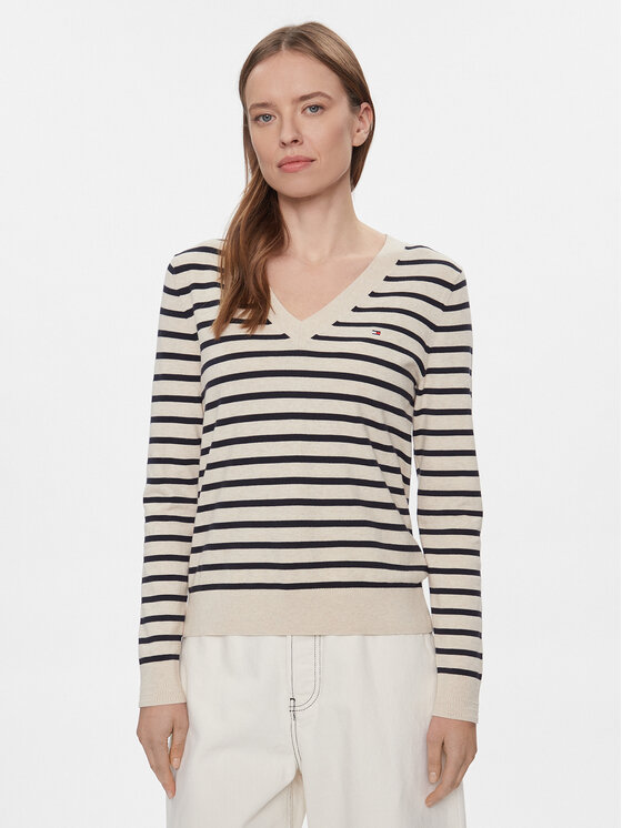 Tommy Hilfiger Sweter WW0WW40098 Beżowy Regular Fit