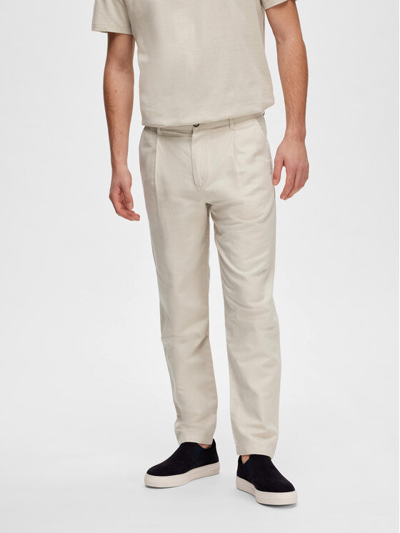 Selected Homme Chinosy 16089420 Szary Slim Tapered Fit