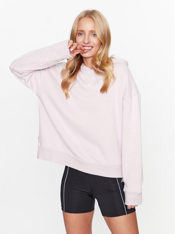 New Balance Bluza Essentials French Terry Hoodie WT33512 Fioletowy Regular Fit