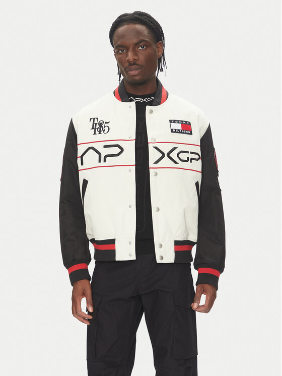 Tommy Hilfiger Kurtka bomber F1 Movie MW0MW41367 Écru Regular Fit