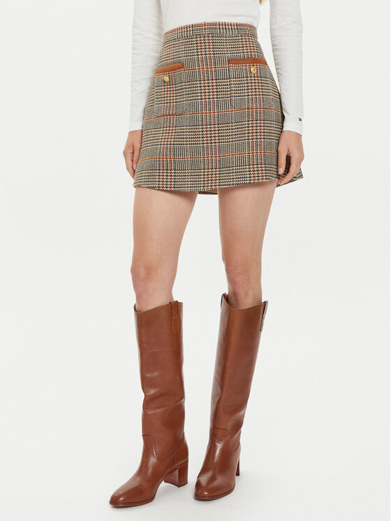 Tommy Hilfiger Spódnica mini WW0WW43013 Brązowy Regular Fit
