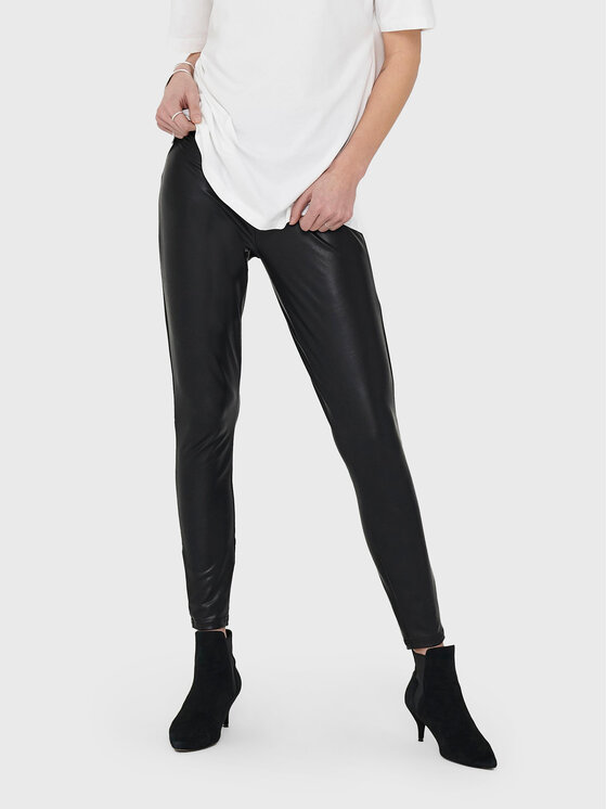 ONLY Legginsy Cool Coated 15187844 Czarny Extra Slim Fit