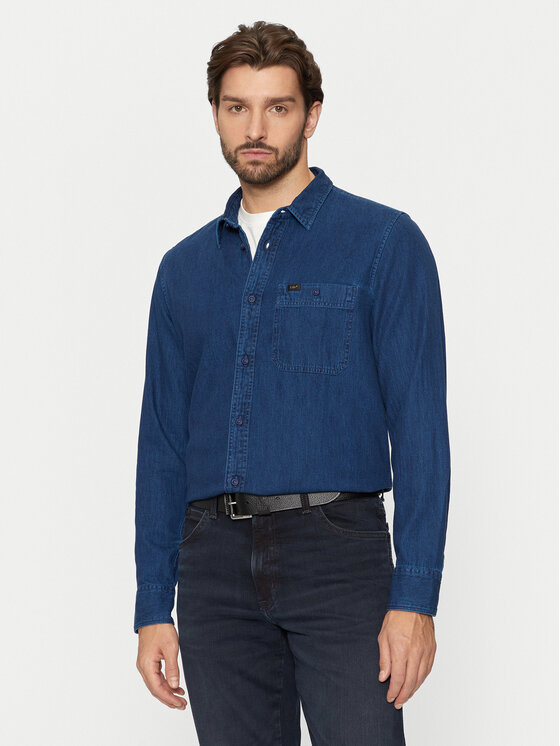 Lee Koszula jeansowa Leesure 112355712 Niebieski Regular Fit