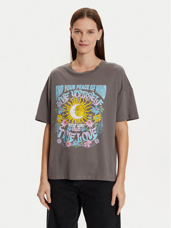 Noisy May T-Shirt Ida 27033306 Szary Loose Fit