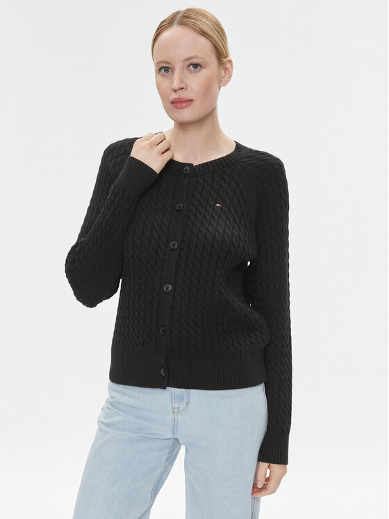 Tommy Hilfiger Kardigan Co Mini WW0WW40265 Czarny Regular Fit