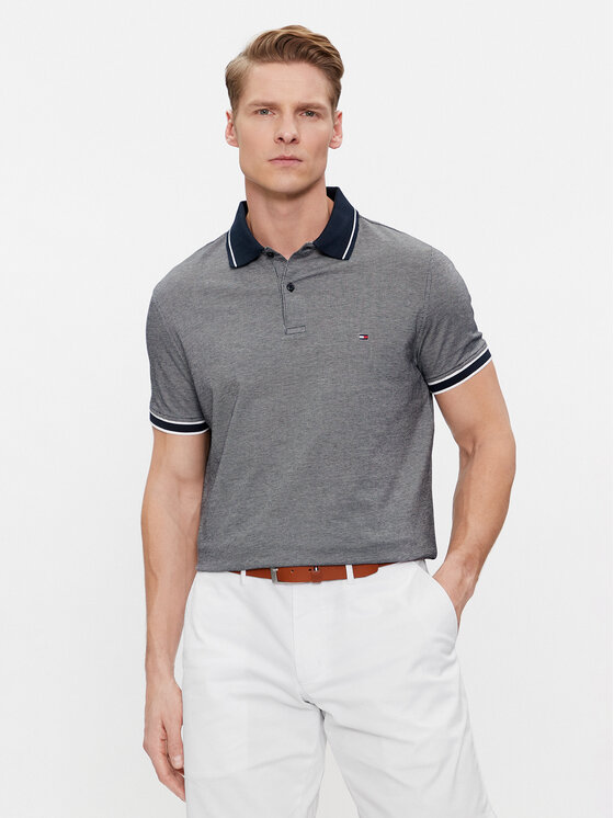 Tommy Hilfiger Polo Monotype Oxford Collar Reg Polo MW0MW34778 Szary Regular Fit
