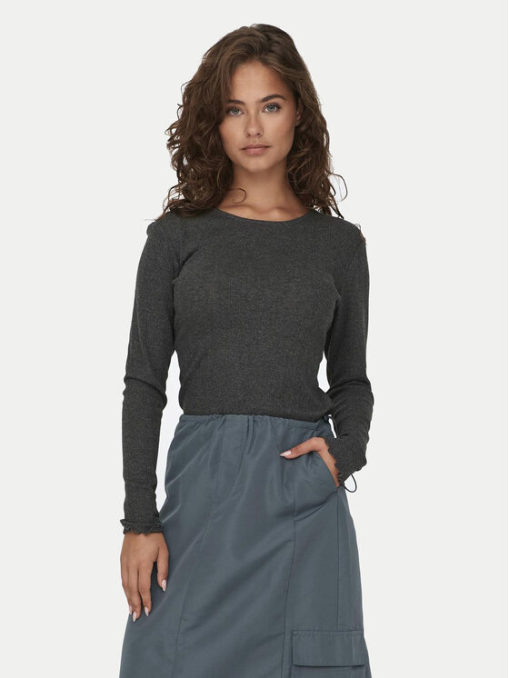 ONLY Bluzka Carlotta 15291987 Szary Regular Fit