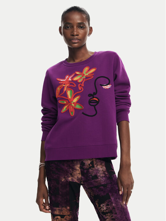 Desigual Bluza Lady 24WWSK16 Fioletowy Regular Fit