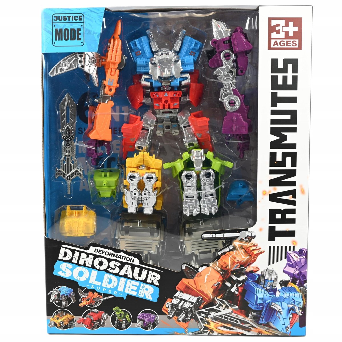 DUŻY ZESTAW ROBOTÓW DINOZAURY FIGURKI 6SZT TRANSFORMUJE W MEGA ROBOT