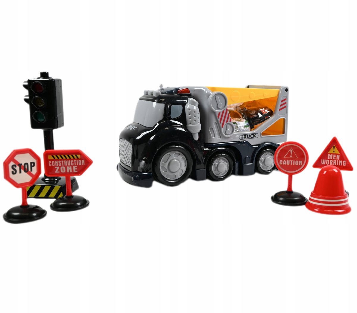 LAWETA CIĘŻARÓWKA SAMOCHÓD ŚWIATŁO DŹWIĘK ZESTAW ZNAKÓW SYGNALIZATOR