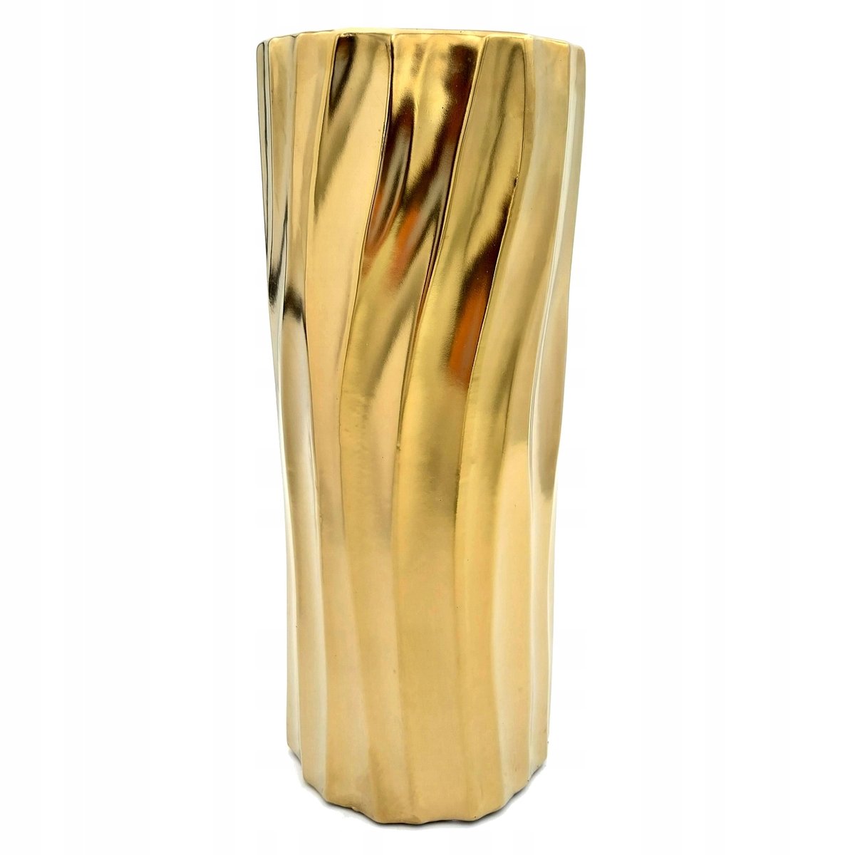 Wazon ceramiczny nowoczesny flakon na kwiaty złoty 40 cm wysoki glamour