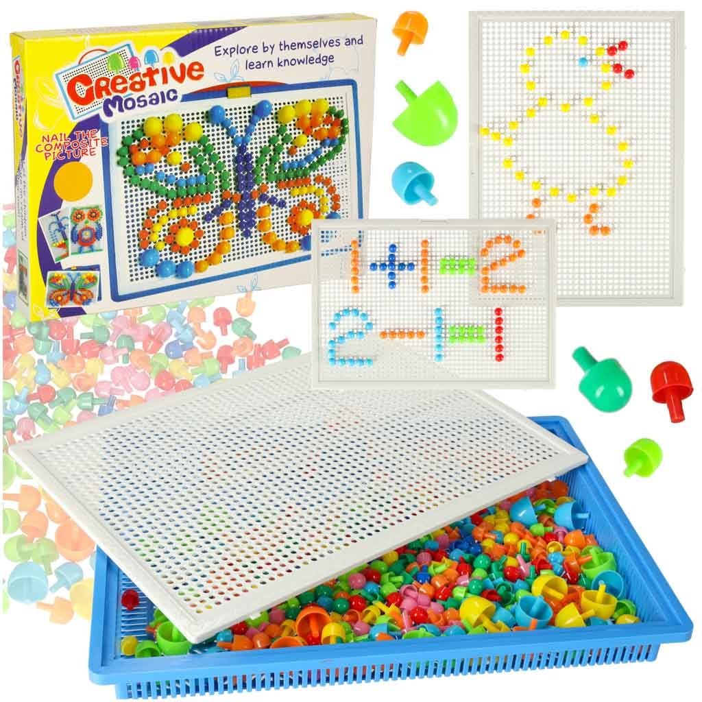 Puzzle Układanka Guzikowa Pinezki Grzybki Układanka Montessori 296 Sztuk