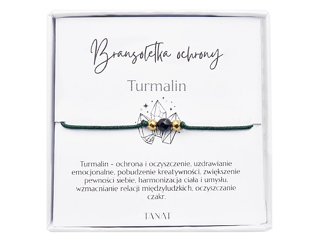 Zielona bransoletka szczęścia sznurkowa regulowana turmalin Ochrona