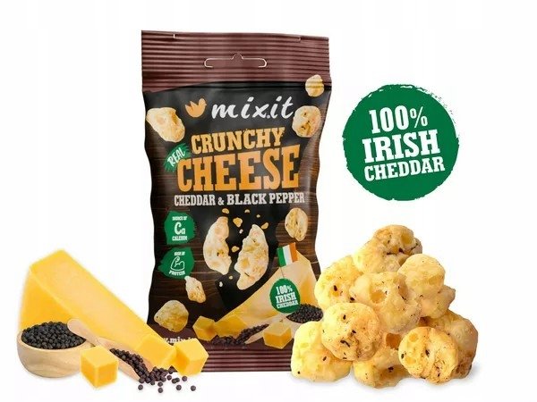 Chrupiący Ser Cheddar z Pieprzem 20g Wysoka zawartość białka