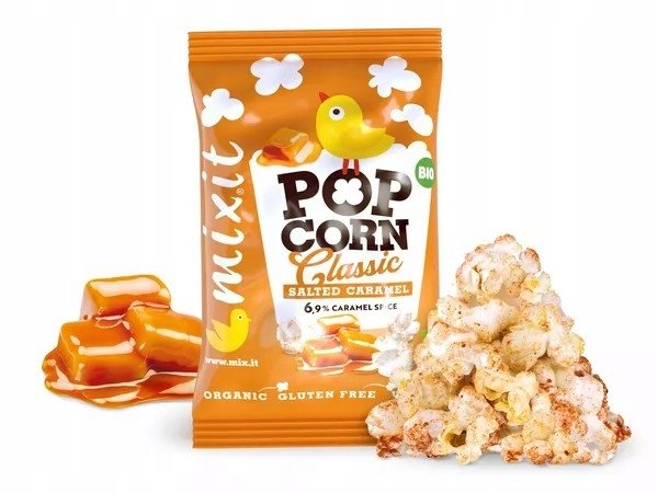 BIO Popcorn do kieszeni 13g MIXIT Słony karmel Gotowy do chrupania