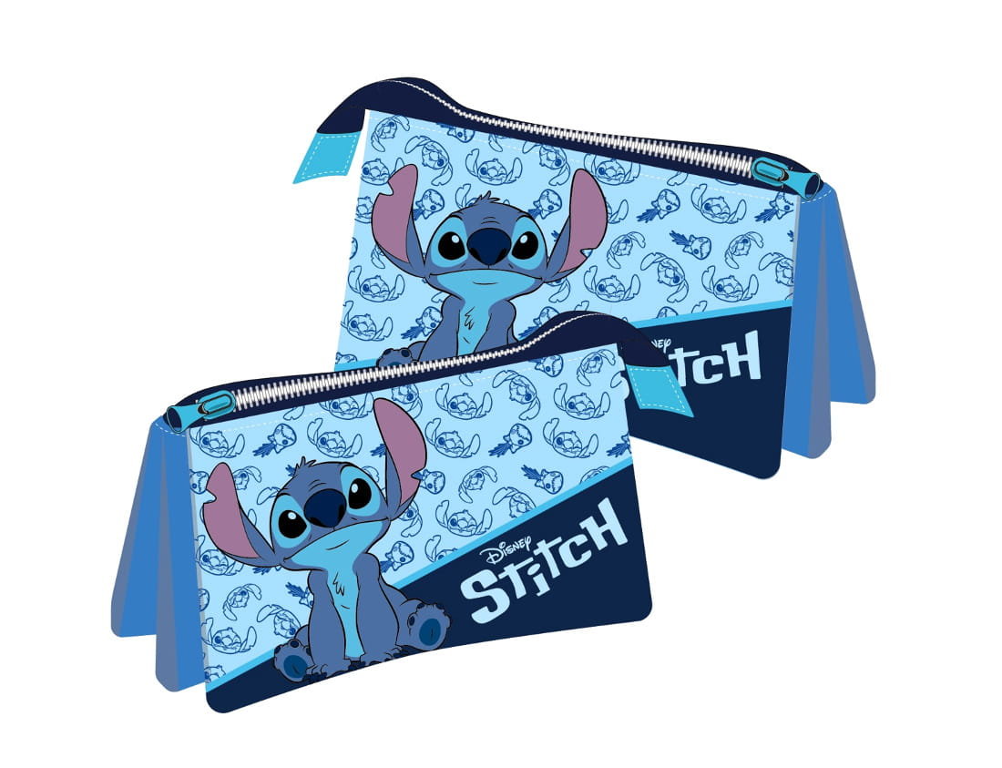 Piórnik szkolny trzykomorowa saszetka Stitch