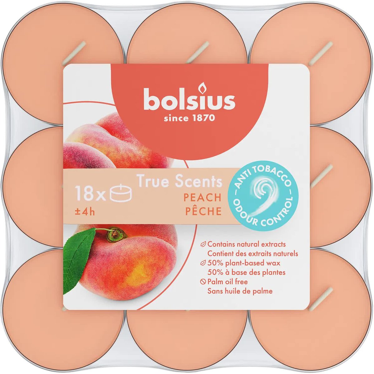 Bolsius tealighty zapachowe 18 szt - Brzoskwinia