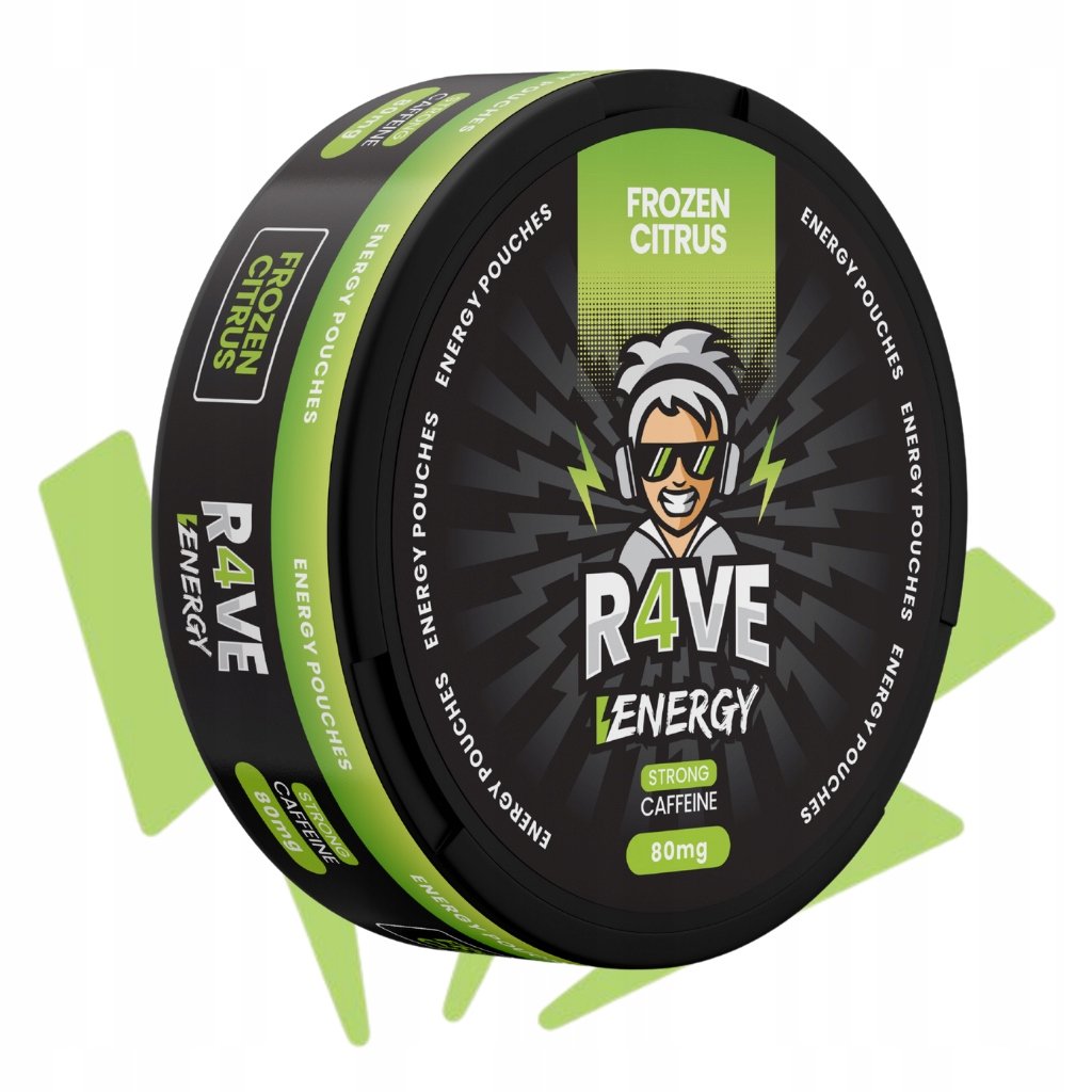 FROZEN CITRUS Woreczki Energetyczne R4VE Snusy z Kofeina BEZ CUKRU 80mg