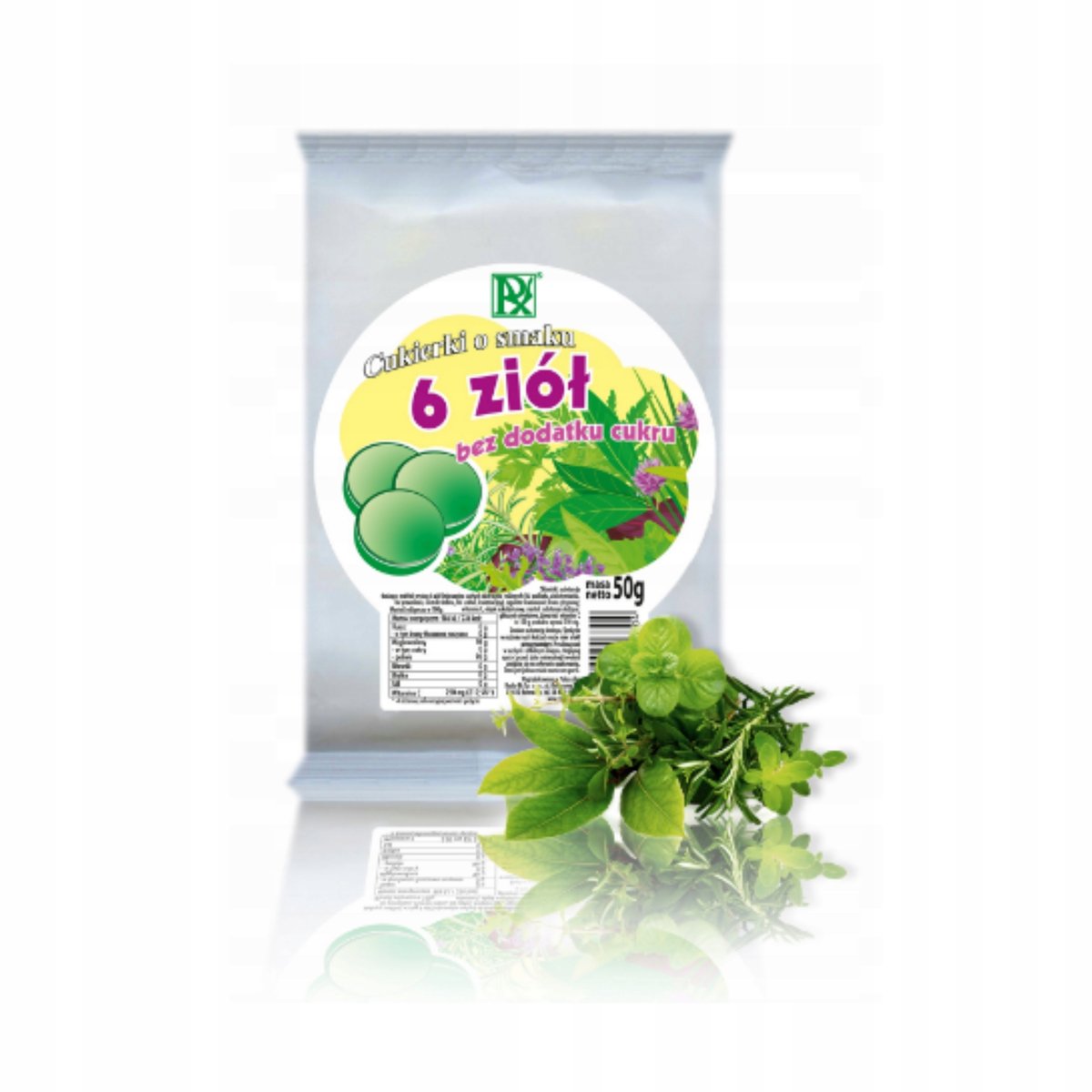Cukierki bez cukru 6 ziół RADIX 50g