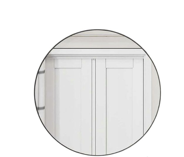 Nowoczesne Lustro Koonmi wiszące okrągłe aluminowa rama czarne 50x50cm